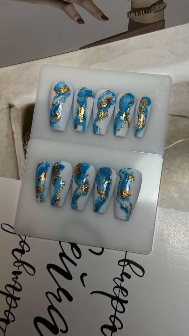 Light Blue, White & Gold