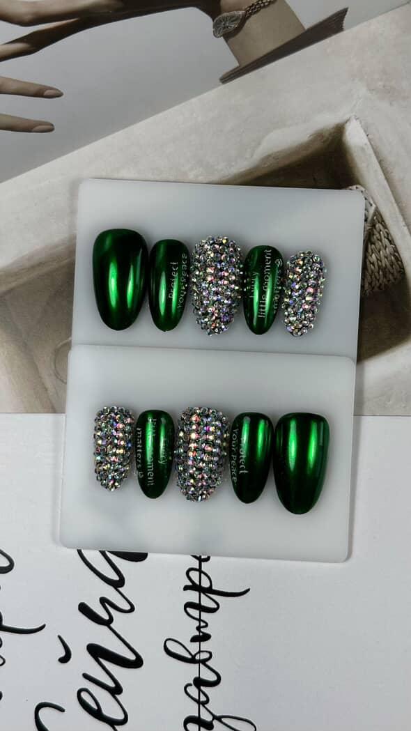Rhinestone Emerald Chrome Green