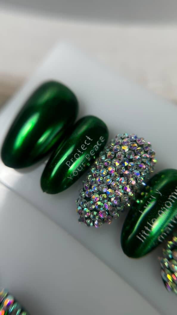 Rhinestone Emerald Chrome Green