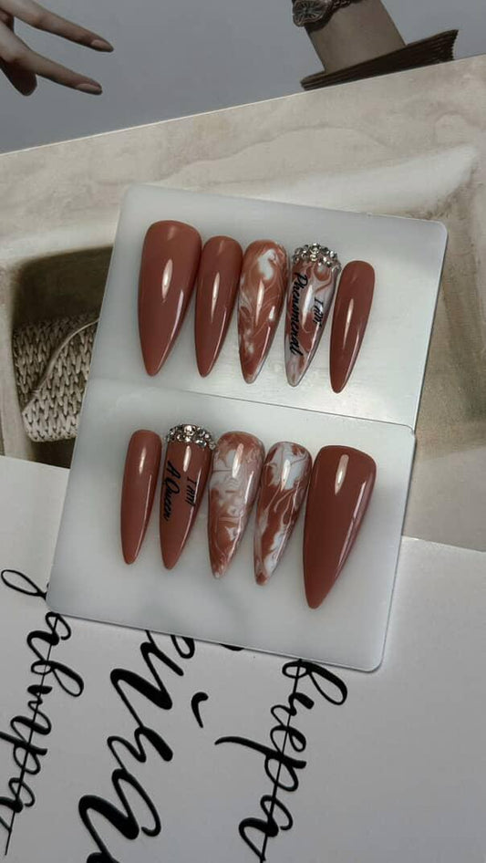 White & Cream Brown Rhinestone
