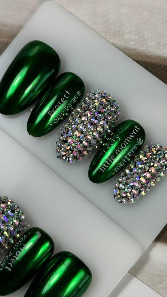 Rhinestone Emerald Chrome Green